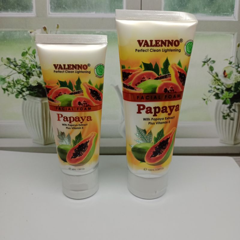 [ORIGINAL]SABUN Valeno- Valeno Facial Foam Papaya With Papaya Extract Plus VIT E