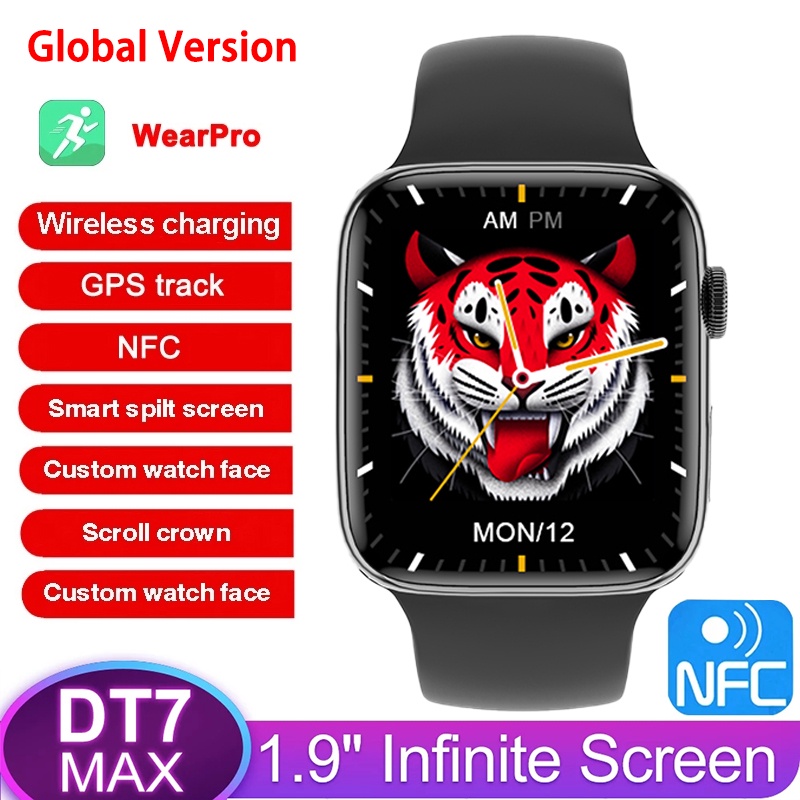2022 DT7 MAX Smartwatch 7 DT NO.17 Series 7 390*435 NFC GPS Tracking Smart Watch for Men Women reloj