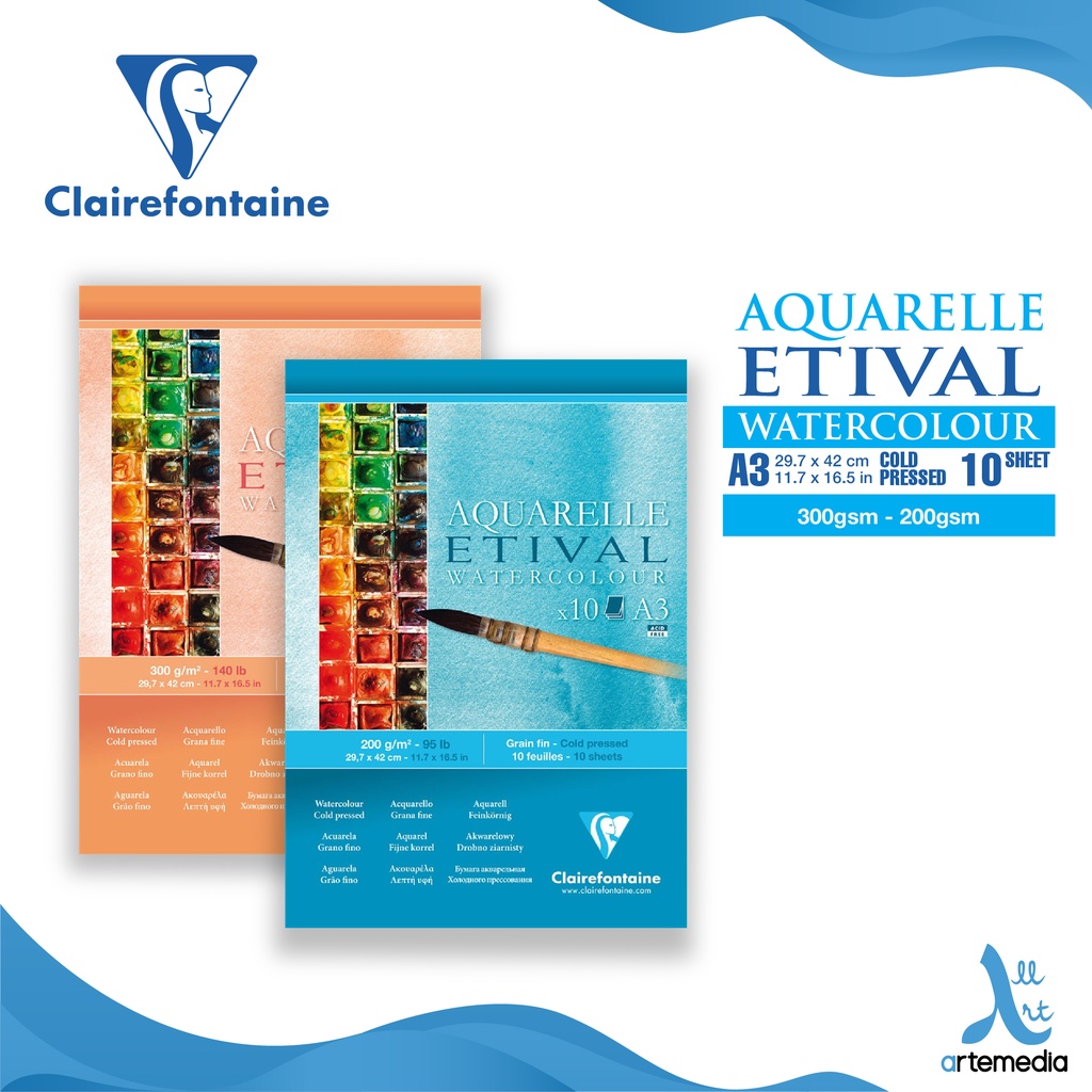 

Clairefontaine Etival Watercolor Pad A3 Cold Pressed