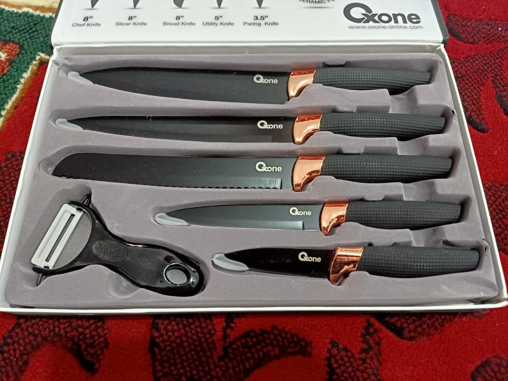 [ Oxone ] Pisau Set Marble Oxone Ox 609n - Black Marble Serie 6pcs