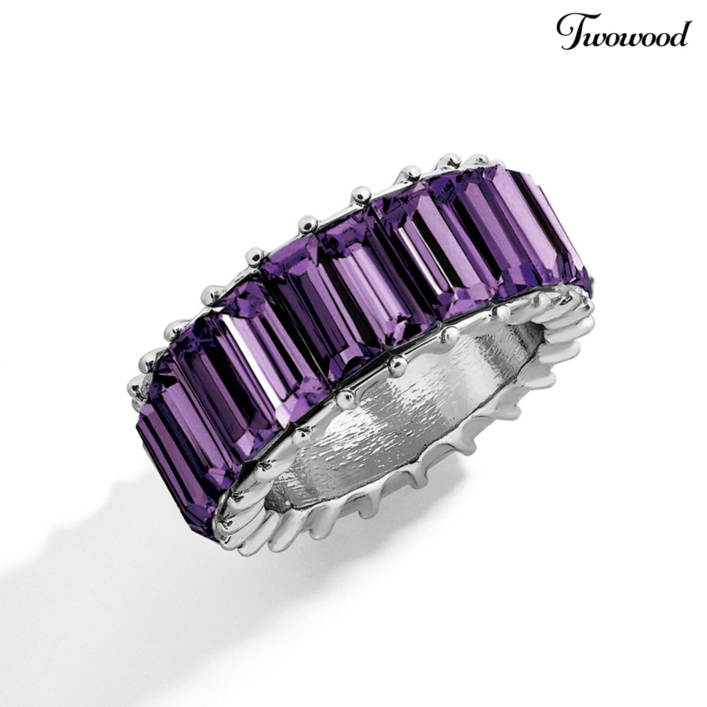 Cincin Electroplated Aksen Berlian Imitasi Untuk Wanita