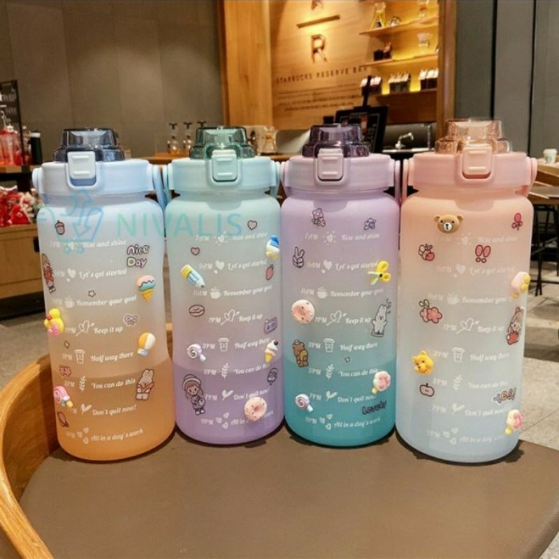 BOTOL VIRAL 2LITER 2000ML FREE STIKER 2D SAMA 3D BOTOL MINUM VIRAL 2L - BOTOL MINUM LUCU / CUTE - PELANGI ACCESORIES 88