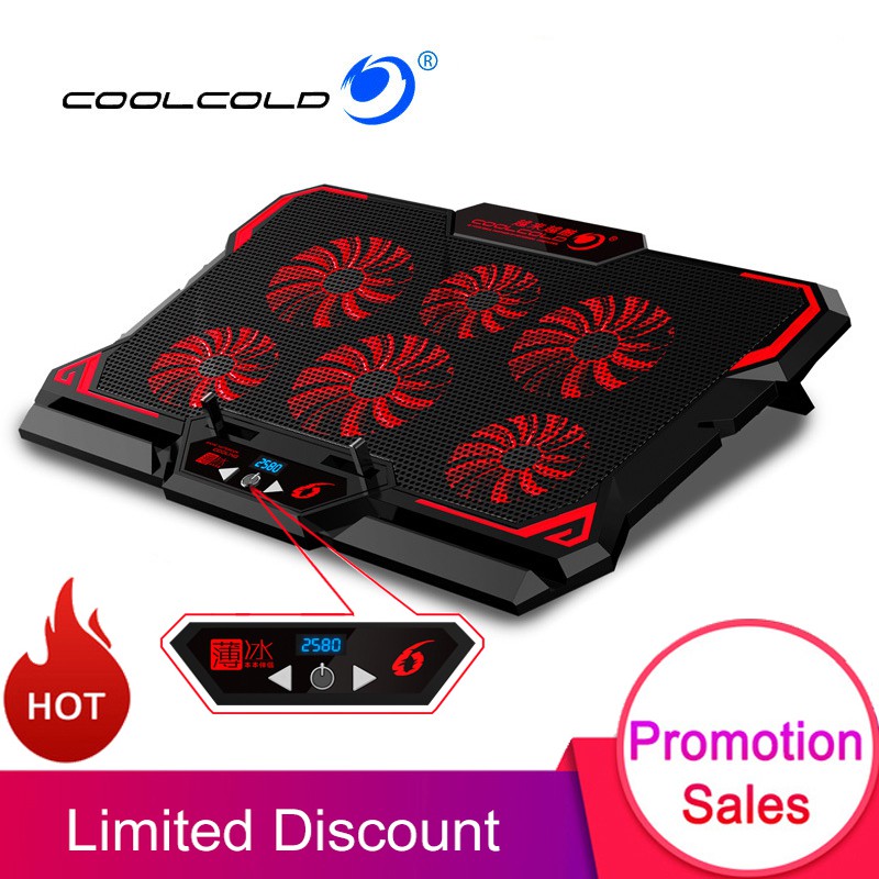 Jual COOLCOLD 17 inch Gaming Laptop Cooler Six Fan Led Screen Two USB