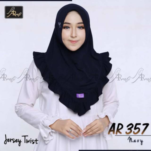 Hijab arrafi AR 357 medium hijab instan rempple semipet || INAYAHHIJAB-3