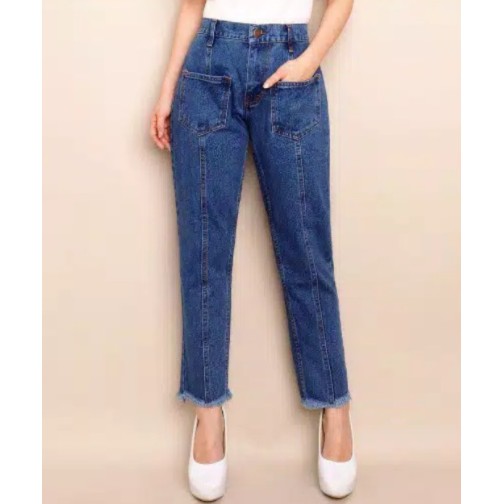 BAGGY LIA POCKET KANTUNG JEANS PREMIUM