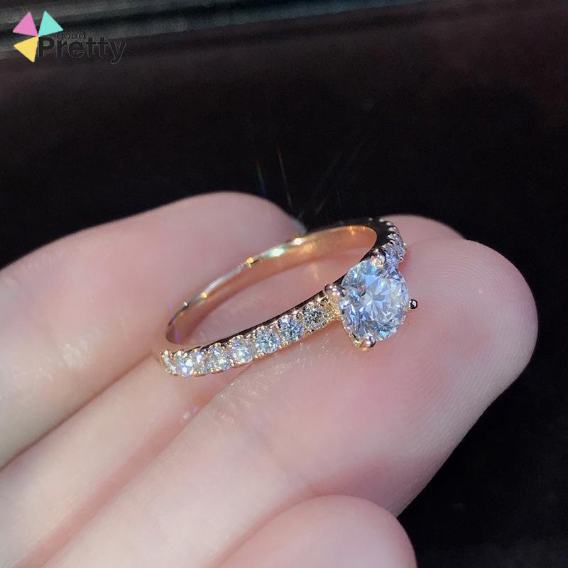 Cincin Titanium Anti Karat Wanita Emas Perak 925 Berlian Perhiasan - PD