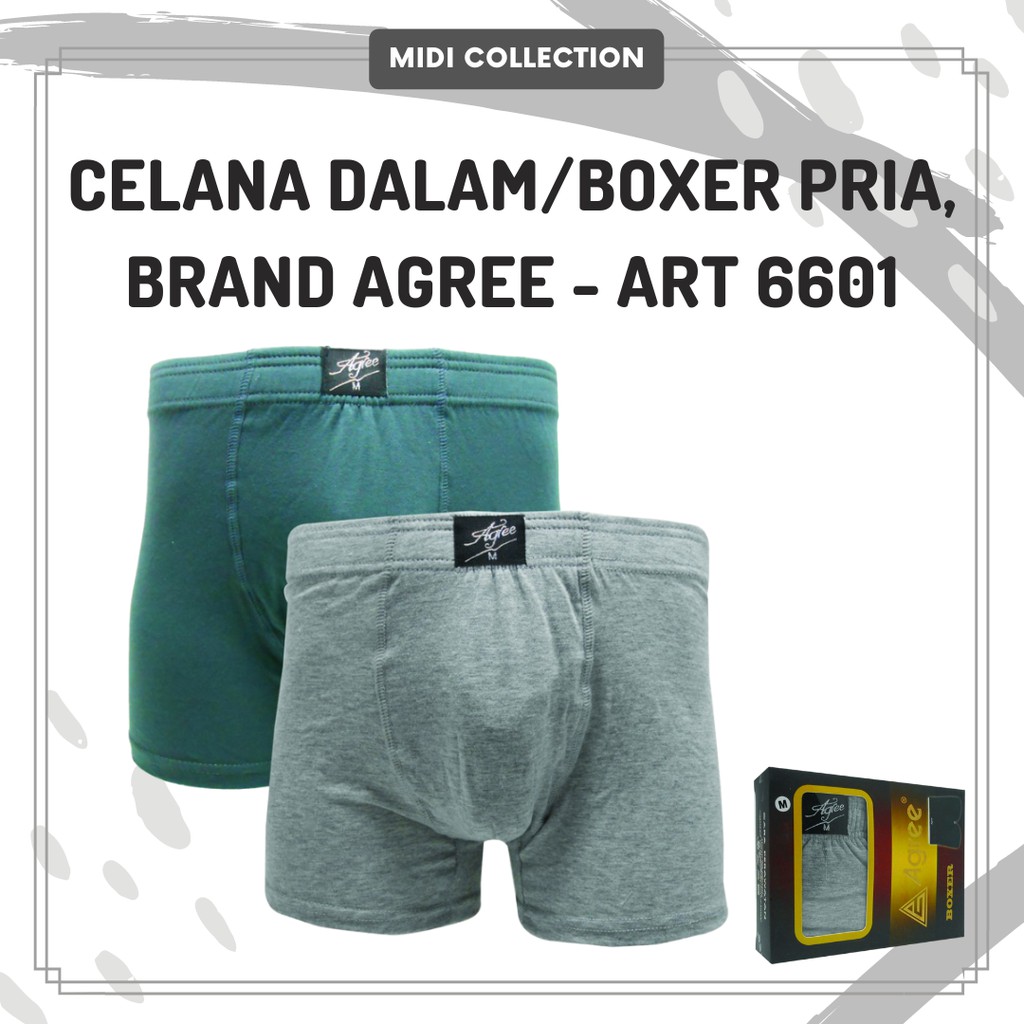 2 Pcs Celana Dalam Boxer Pria Merek Agree | Sempak PRIA CD BOXER 6601