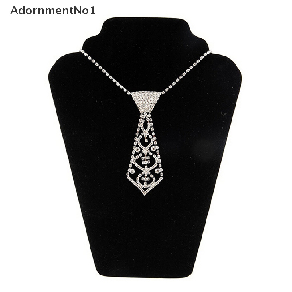 (AdornmentNo1) Kalung Choker Sexy Bentuk Dasi Aksen Berlian Imitasi Untuk Perhiasan Wanita / Pesta