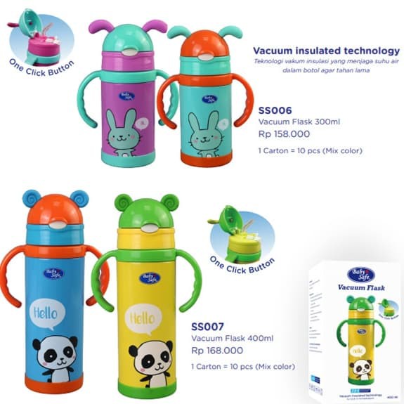 Baby Safe Thermos Minum Anak Dengan Pegangan Termos Vacuum Flask 300 ml SS006