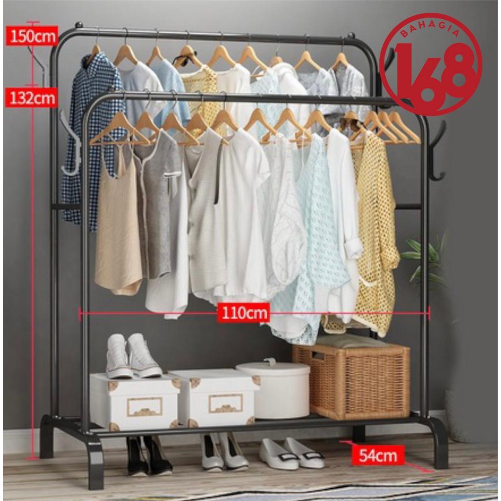 gantungan baju stand hanger gawang double rack