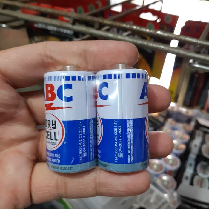 Baterai Size C LR14 ukuran sedang 1,5 V ABC Biru Dry Cell ( SET = 2 PCS )