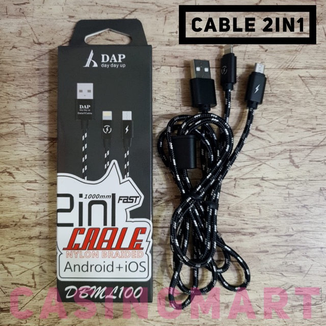 Kabel Data 2in1 Kabel  Data Android Micro Usb dan kabel iph / DAP Original Kabel