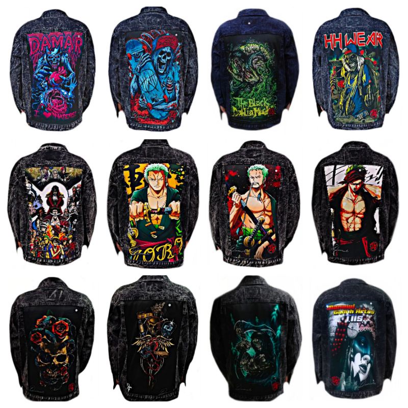 JACKET JEANS PRINTING JACKET JEAN GAMBAR BELAKANG  JACKET KARAKTER