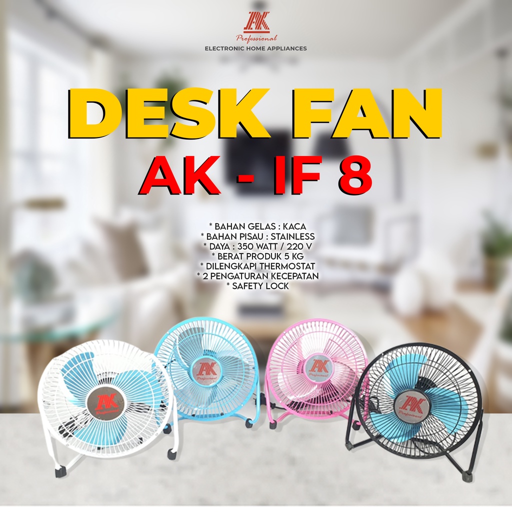 FLOOR FAN BESI AK 8 INCH | KIPAS LANTAI AK 8 | GARANSI RESMI | MURAH