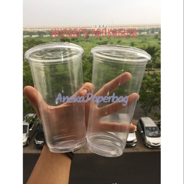 Cup gelas polycup 22oz flat - Cup gelas plastik polycup 22oz tutup flat MINIMAL ORDER KELIPATAN 100 