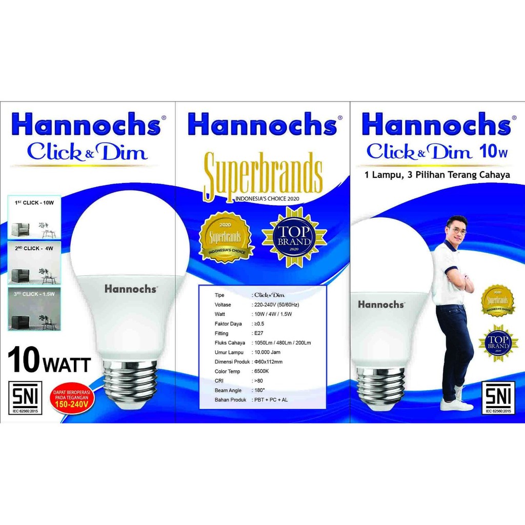 Lampu LED Hannochs Click n Dim / Bohlam LED tdk perlu dimmer