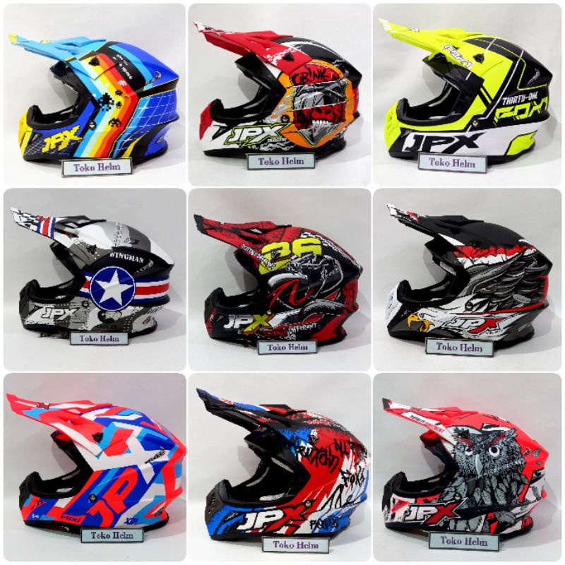 Helm trail JPX cross FOX 1 ANEKA MOTIF warna DOFF