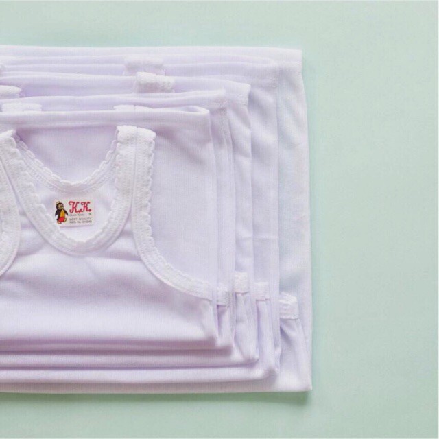 1 Lusin Kaos Dalam Anak Singlet Bayi Warna Putih Polos