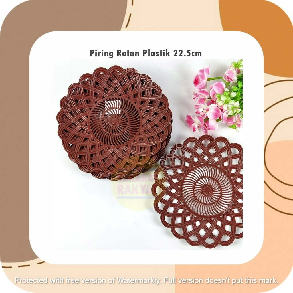 Piring Anyam Coklat/Piring Rotan Plastik Coklat