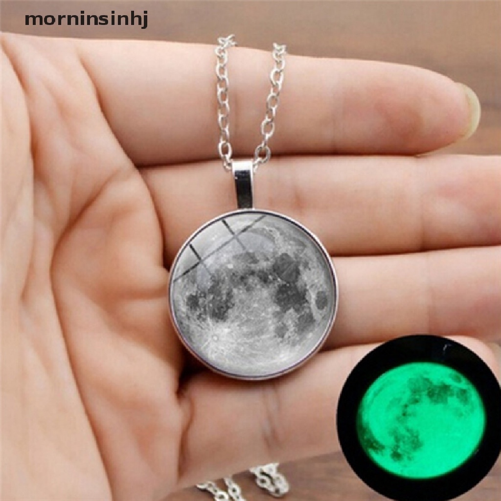 Mor Kalung Rantai Liontin Bulan Sabit Glow In The Dark Untuk Wanita