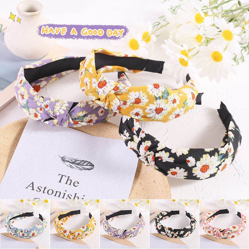 ROWLING(B -9 )Bando Motif Bunga / Korean Style Headband Solid Color Flower Pattern Lattice Hairband Women Fashion#9