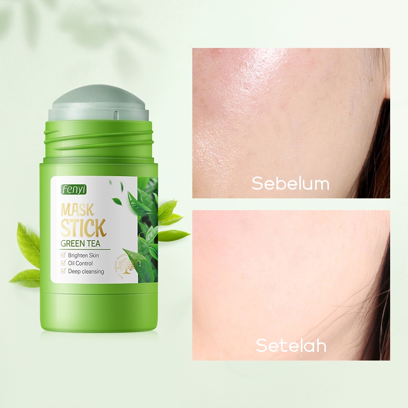 Fenyi Green Tea Mud Mask Stik KAOLIN Pembersih Komedo Penghilang Jerawat Mengontrol Minyak 40g