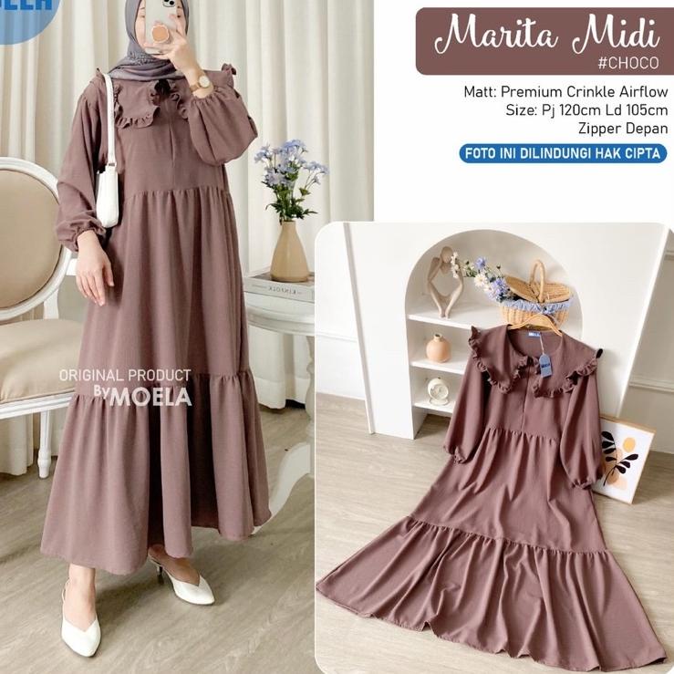 Banyak Dipakai.. MARITA MIDI DRESS RAYON POLOS