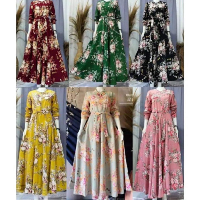 Gamis Katun Dewasa motif sakura//Gamis Ld 130