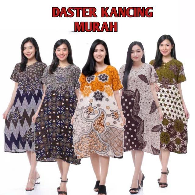 Daster Batik Lengan Pendek - Motif Acak / Campur - Lehar Kancing