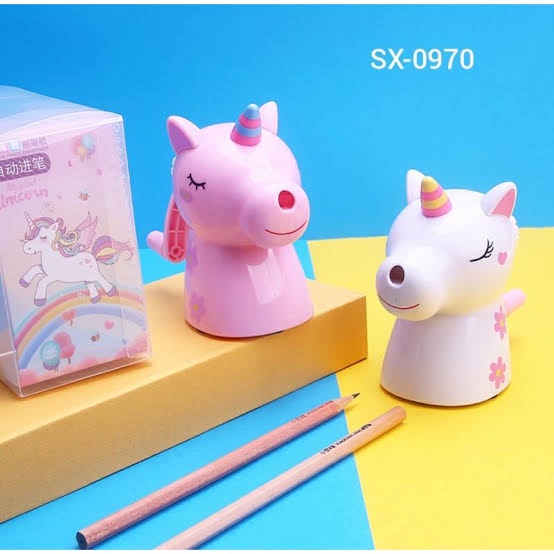 Rautan Putar Duduk Pensil Unicorn Lucu Anak Sekolah Alat Tulis Kado Perempuan Cewek