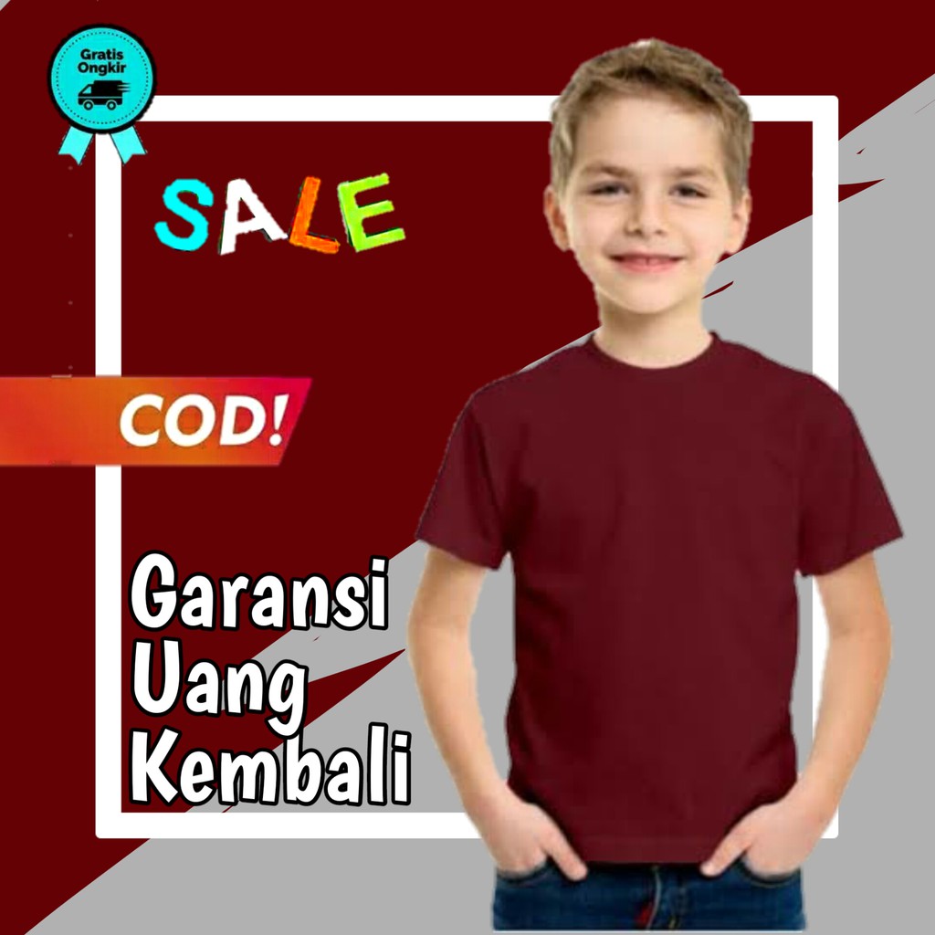 kaos polos anak laki umur 4 - 13 tahun baju anak laki laki kaos anak laki laki kaos anak polos KE135