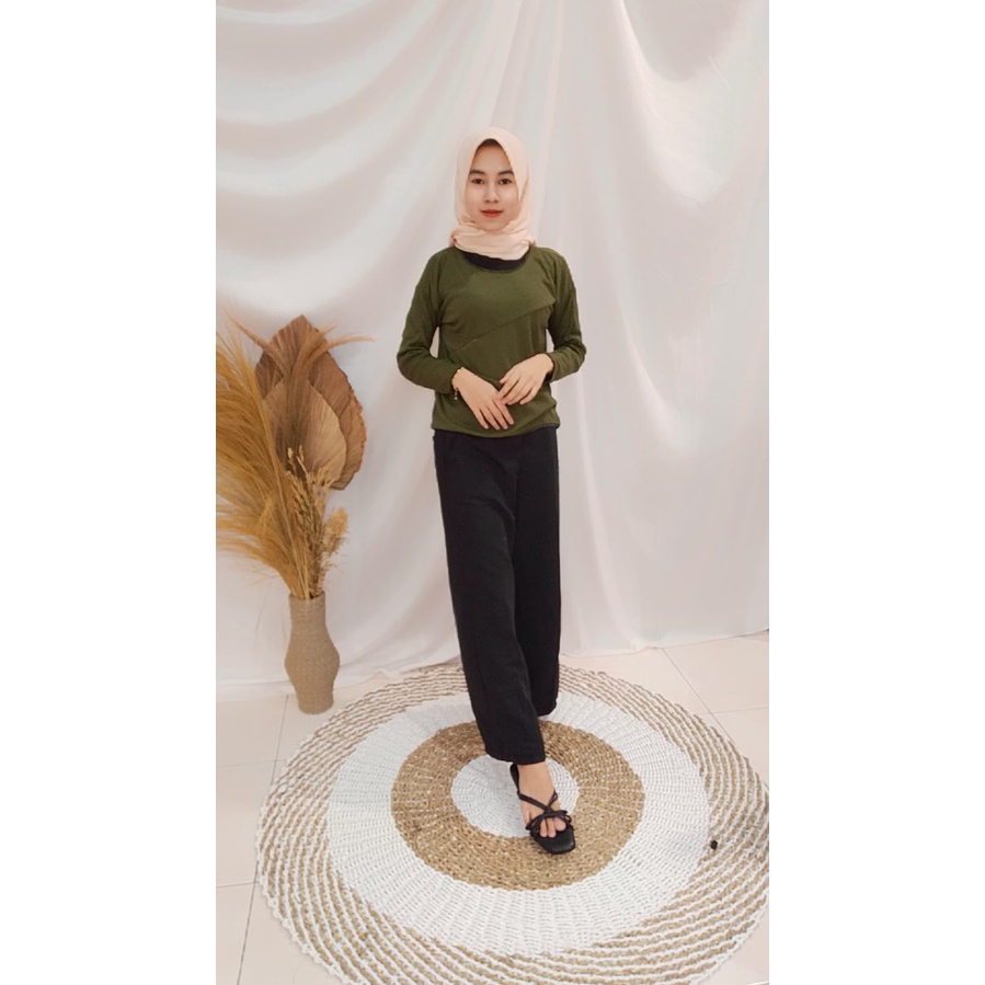 FO - Zigzag Top RIB - Blouse Wanita Muslim /T-Shirt Longsleeve Wanita