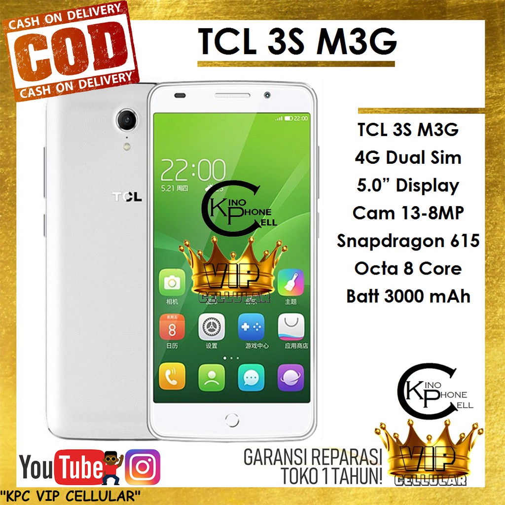 TCL 3S M3G 16GB Rom 2GB Ram 4G LTE Garansi 1 tahun KPC VIP