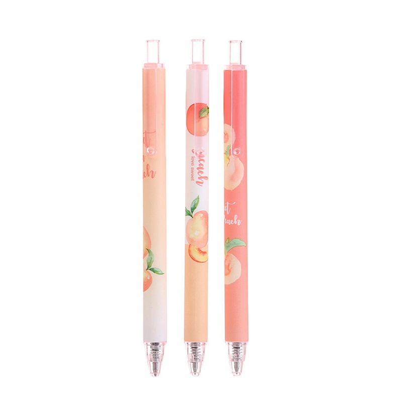 3pcs Peach Motif Gel Pens For School / Office Signature