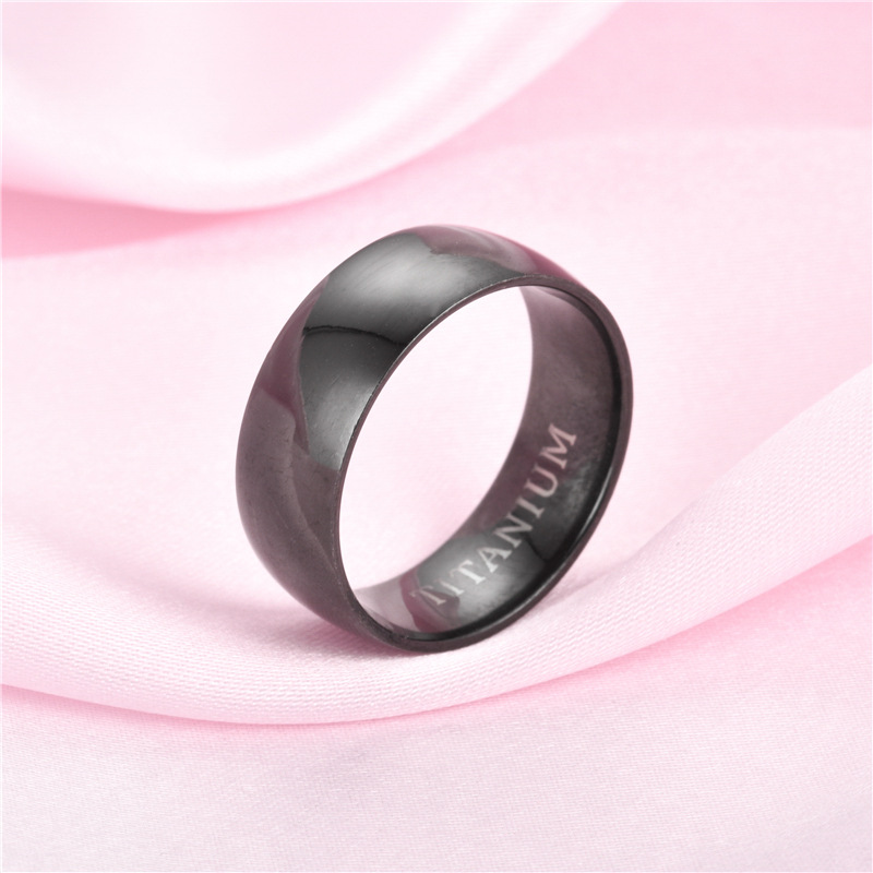 Cincin Bahan Titanium Steel Warna Hitam Matte Gaya Eropa Dan Amerika