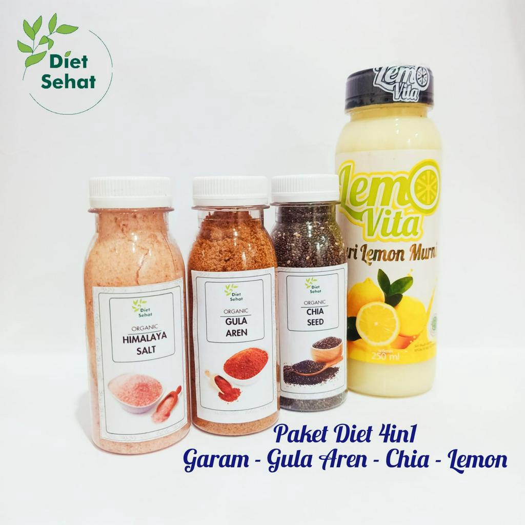 

PAKET DIET SEHAT KOMPLIT 4IN1 SARI LEMON GULA AREN CHIA SEED DAN GARAM