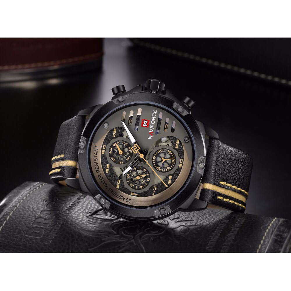 Naviforce NF9110M Jam Tangan Pria Chronograph Original Leather Strap