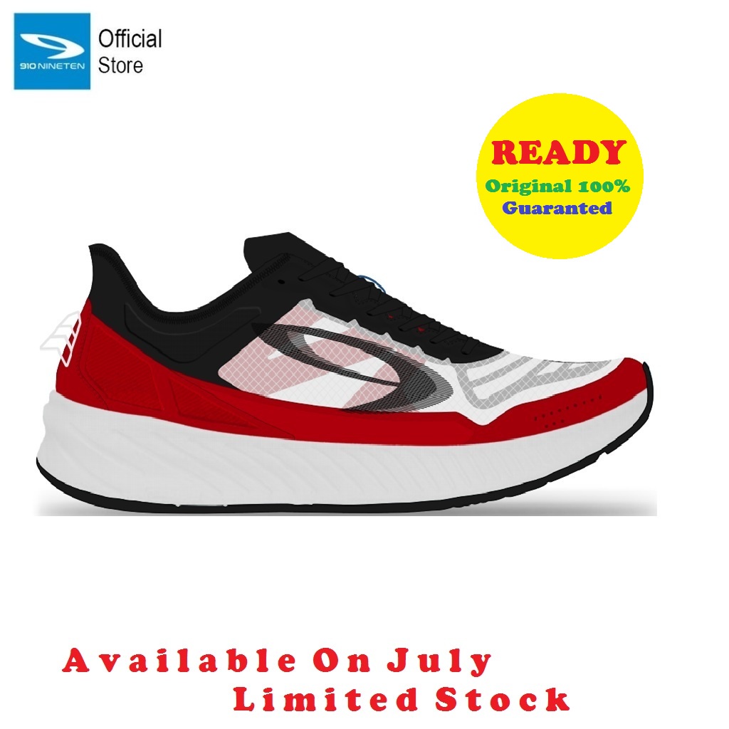 910 Nineten GEIST EKIDEN ELITE HITAM PUTIH MERAH - Sepatu Running