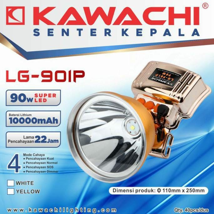 Senter Kepala Kawachi 90W LG-901P Baterai 10.000mAh Tahan 22 Jam / Headlamp Super LED / Senter Kepala Jumbo Kwachi 90 Watt