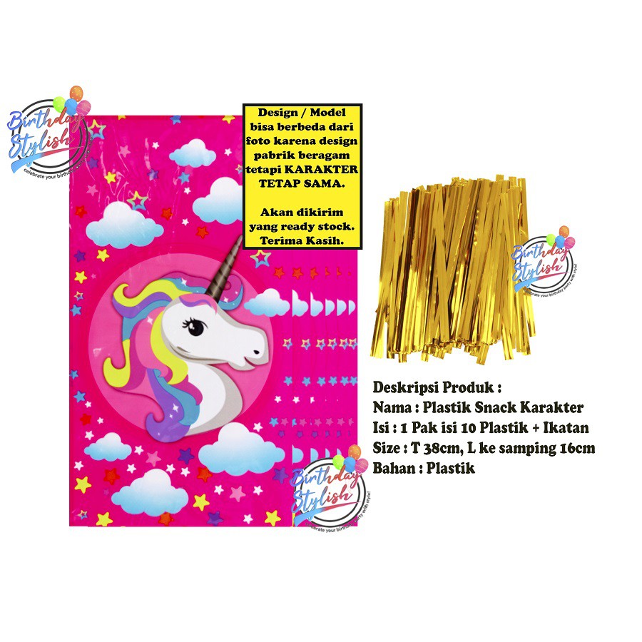 

Plastik Unicorn Karakter Kecil/ Plastik Ultah Snek Pegasus/ Plastik Unicorn Kecil Isi 10 Pcs