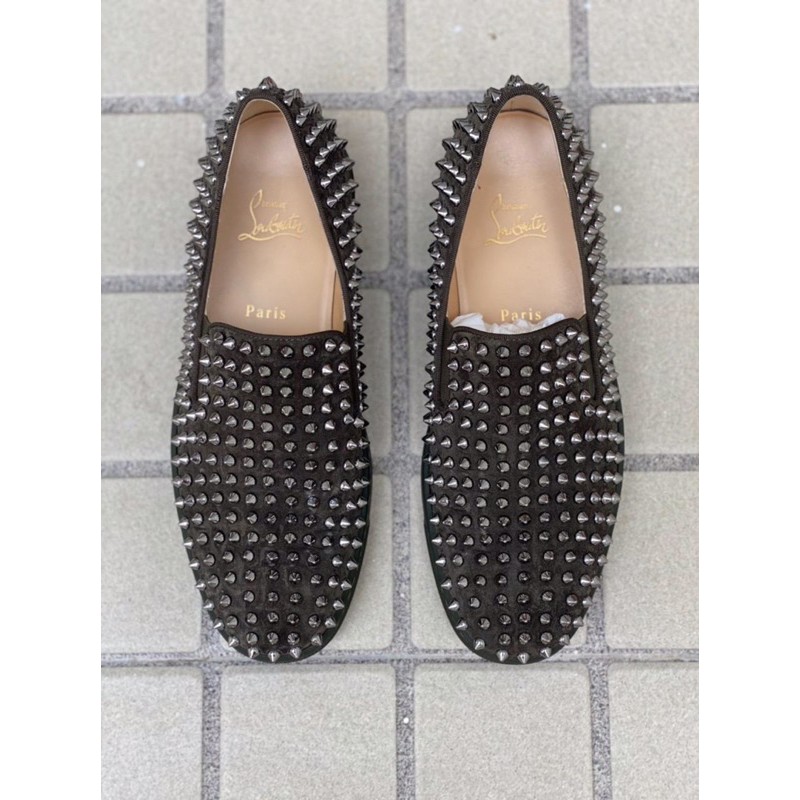 christian loubotin roller boat suede