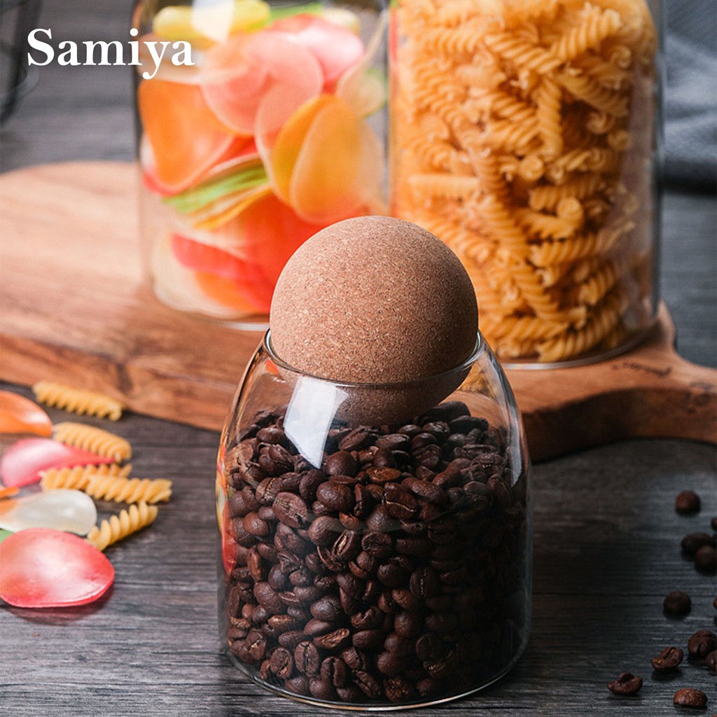 toples botol kaca tempat biji kopi / coffee bean storage jar cork / hiasan pajangan coffee shop