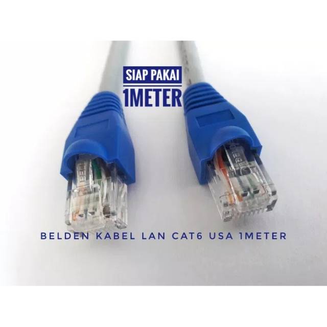 Belden Kabel Lan 1 meter UTP Cat6 siap pakai sudah dicrimping rj45 Belden 7814A Abu abu