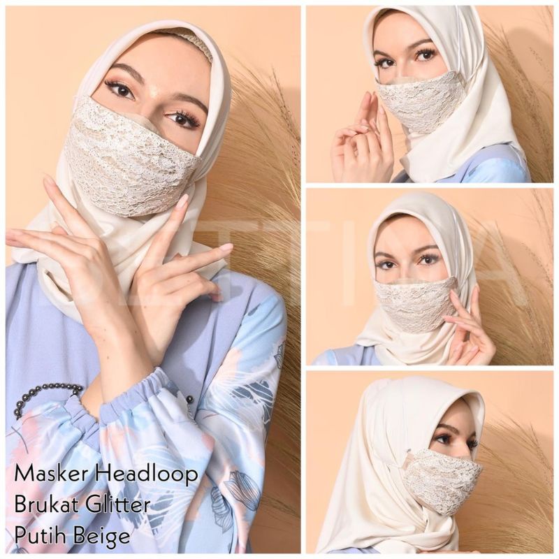 MASKER HIJAB KAIN BRUKAT GLITER MASKER LEBARAN MASKER PESTA MASKER WARNA MASKER NON MEDIS