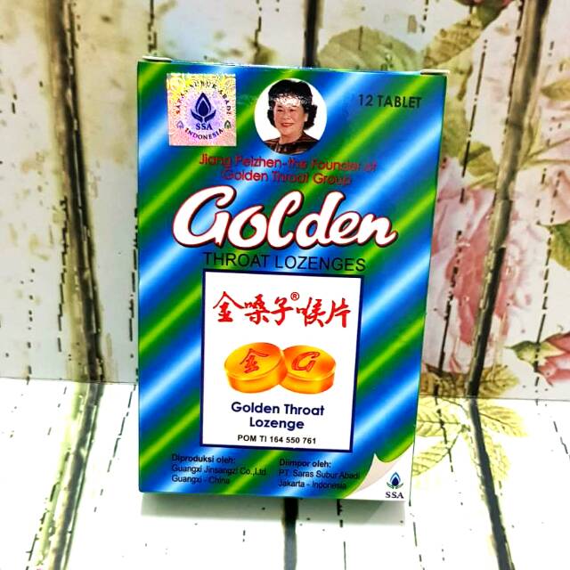 golden throat lozonges permen obat batuk dan panas dalam isi 12 tablet