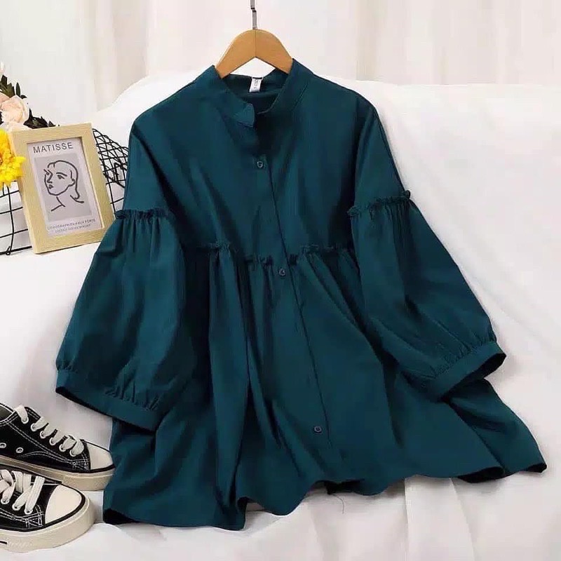 Melia Blouse Baju Korea Size S M L XL XXL XXXL XXXXL 2XL 3XL 4XL 2L 3L 4L 5L Atasan Jumbo Kemeja Basic Jumbo Atasan Big Size Oversize Baju Kerja Kantor Korea Blouse Jumbo Wanita