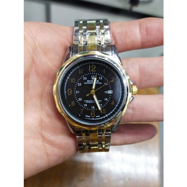 Jam Tangan Pria/Wanita Rolex Angka Waterproof AntiAir Tali Rantai