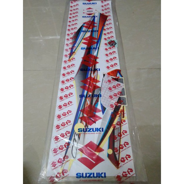 STIKER BODI STRIPING SMASH 2005 SILVER  BIRU ORIGINAL SUZUKI