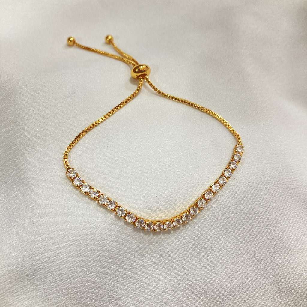 Gelang Serut Wanita Full Permata Lapis Emas Aksesoris Fashion Daily Yaxiya Jewelry GLE80