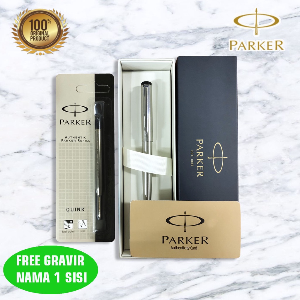 

Paket 1 Klik : 1 Pcs Parker Vector Stainless Steel Ballpoint + Refill